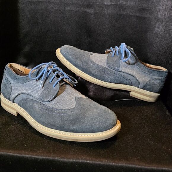 Men\'s Blue Suede Oxford Shoes
